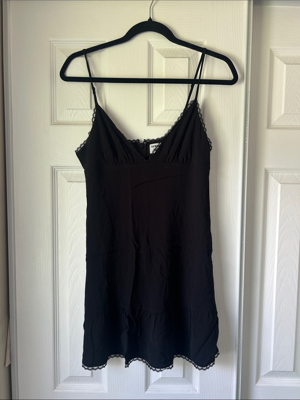 Sunday Best Black Lace-Trim V-Neck Dress
